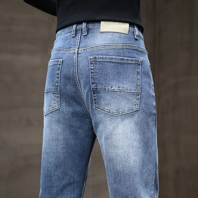 2023春季新款弹力修身直筒男士牛仔长裤韩版直筒牛仔裤男士裤批发|ms