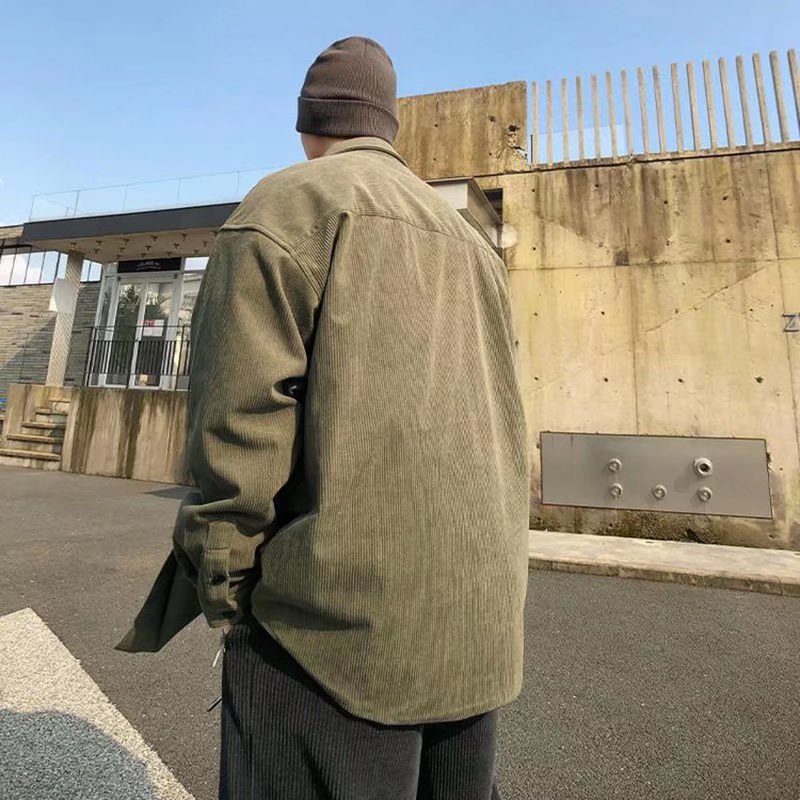 Primavera y otoño nuevo High Street retro PANA ropa de trabajo camisa de los hombres japonés suelta más tamaño marca de moda multi-Bolsillo cardigan