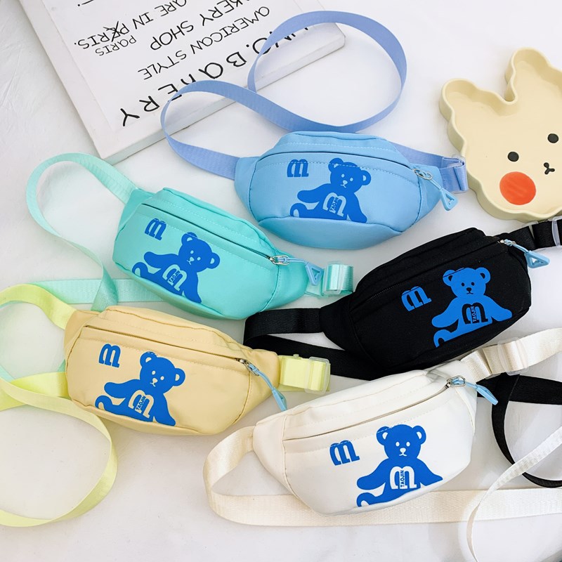 Bolso de pecho para niños y niñas de estilo coreano Dibujos animados lindo oso estampado de estilo occidental riñonera para bebé nuevo monedero transfronterizo para niños