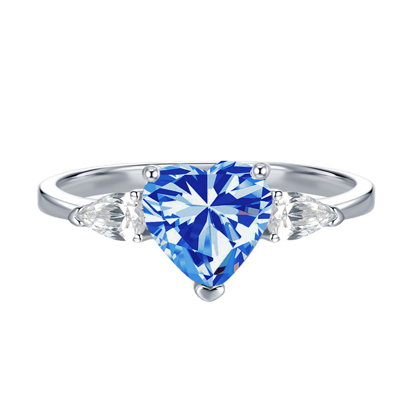 2024 nuevo corazón de plata S925 8 * 82 quilates color Moissanite Seiko completo diamantes anillo micro-incrustado Europa y América transfronterizos