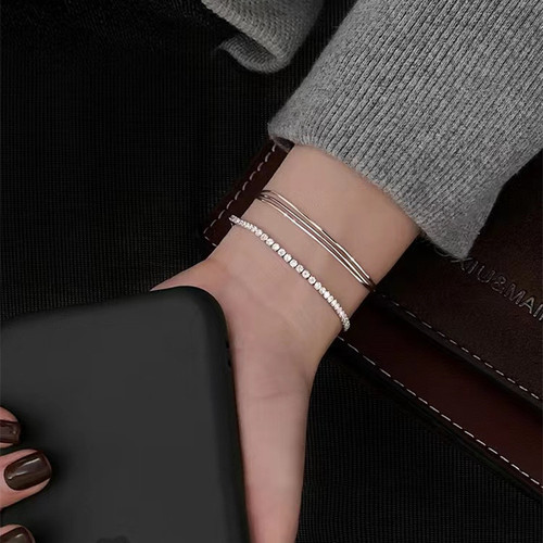 s925 sterling silver three-layer snake bone bracelet simple cold style niche design ins high-end temperament personalized bracelet