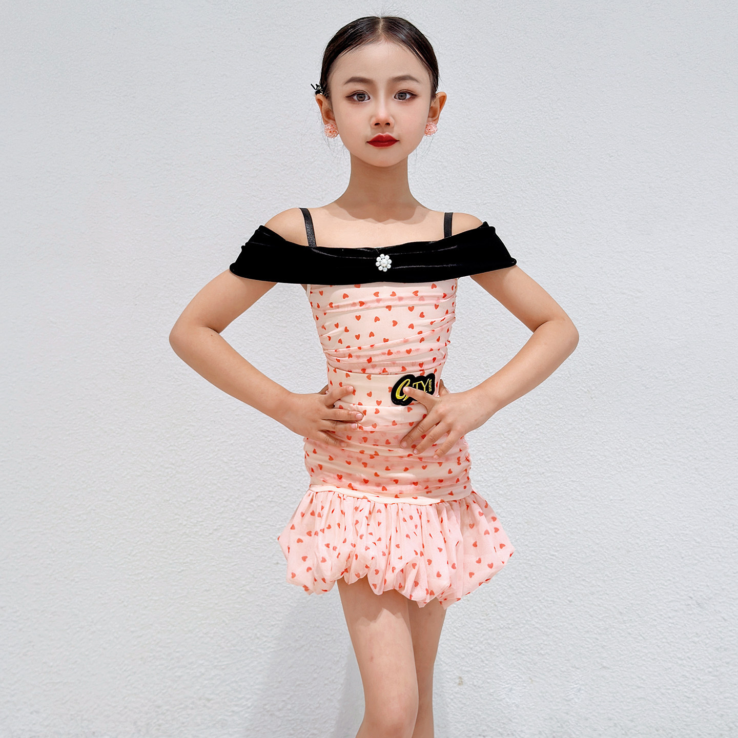 Gtydance Latin Dance Clothing for Girls 2026 New Summer Suspender Printed Children's Practice Clothing Set L25167