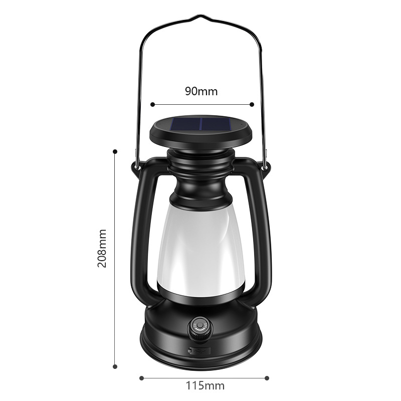 Lámpara de camping retro solar lámpara de camping al aire libre linterna de carga multifuncional tienda lámpara colgante lámpara atmósfera lámpara al por mayor