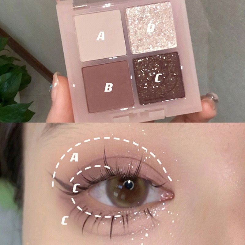 Frambuesa dulce de baja saturación ~ Paleta de sombra de ojos de cuatro colores Strawberry Bear Viajando diario Brownie gris té marrón púrpura