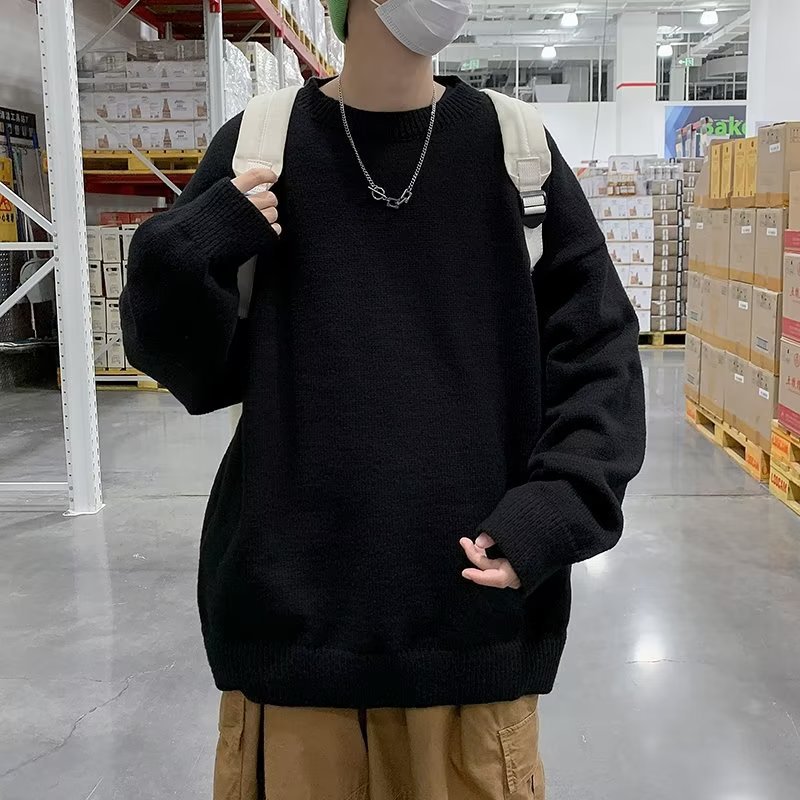 Otoño e invierno suéter grueso para hombres tendencia coreana suéter de punto japonés suelto invierno ins estilo Hong Kong abrigo de suéter perezoso