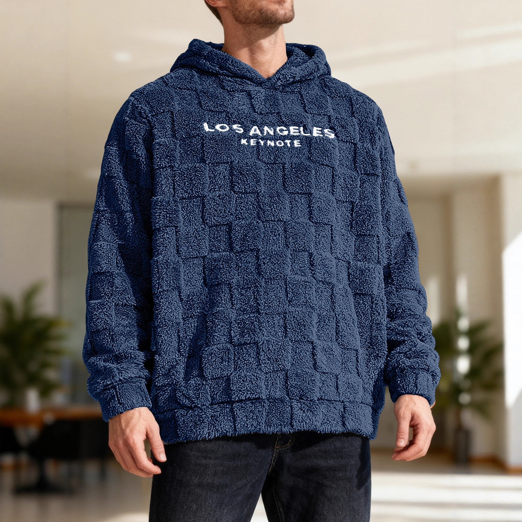 Transfronterizos Europa, Estados Unidos, otoño y invierno, hombres pesados, letras sueltas bordadas de cordero, camisetas deportivas casuales, chaqueta para hombres