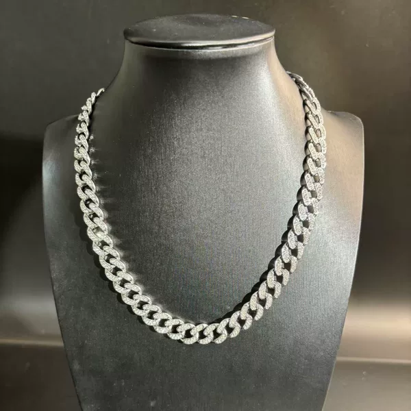 2025 New Cross-Border 13mm Wide Alloy Chain Necklace Bracelet Unisex Stylish This Style Has a Pattern on the Back