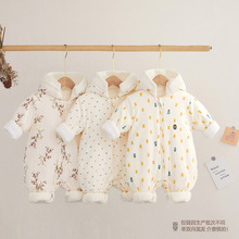 婴儿连体衣棉冬长袖拉链衫加厚连帽婴儿秋冬衣服宝宝衣服婴儿衣服