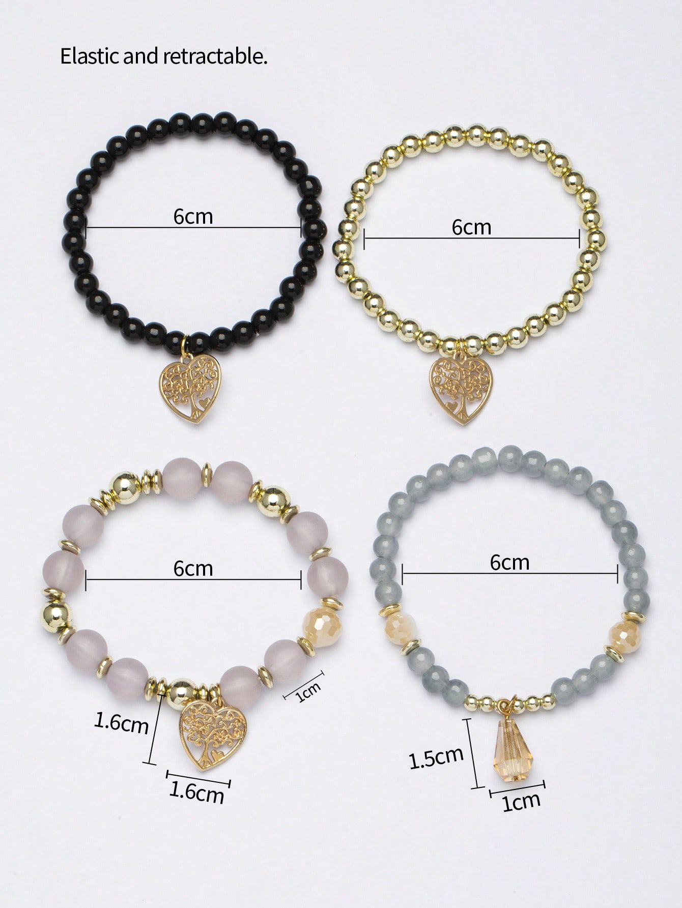 Vintage Style Heart Shape Life Tree Arylic Alloy Glass Wholesale Bracelets display picture 7