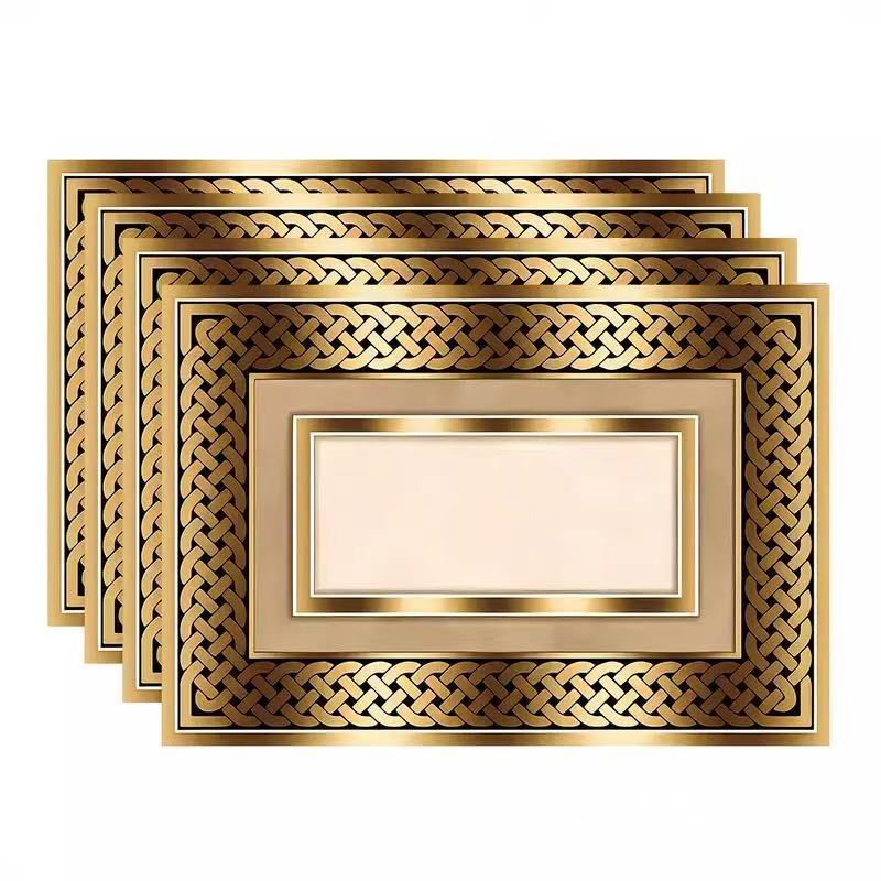 Nuevo poliéster cáñamo temu venta caliente oro negro mármol mantel moderno arte flor mantel restaurante decoración de la cocina