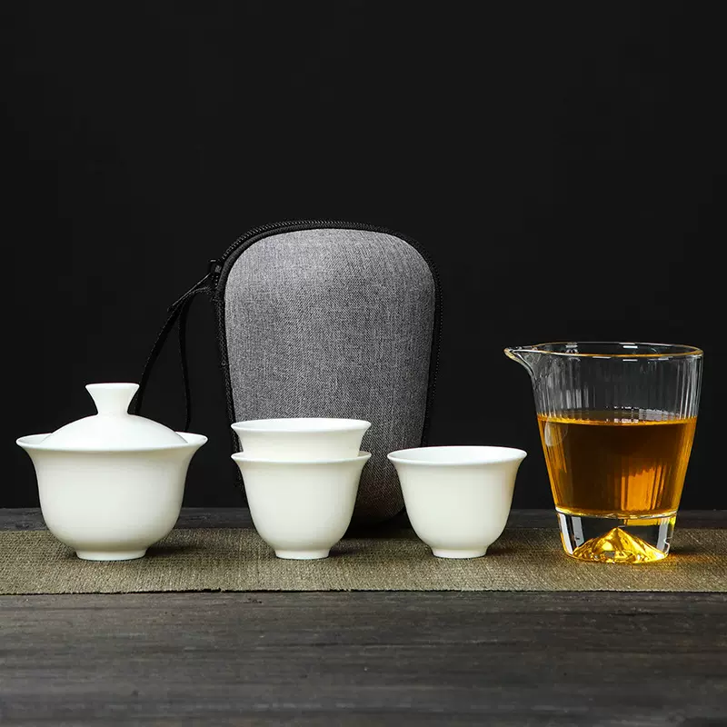 旅行茶具户外便携式泡茶盖碗套装车载收纳包公司活动店铺LOGO礼品