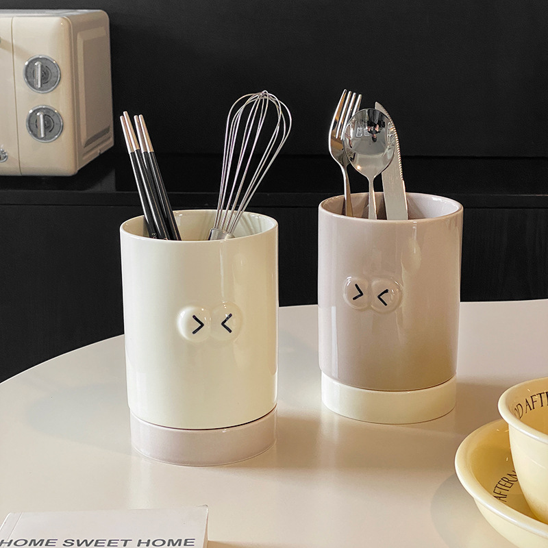 Shangn nuevo Mondrian cerámica de cocina palillos estante palillos jaula cuchillos y tenedores caja de almacenamiento de cocina drenaje