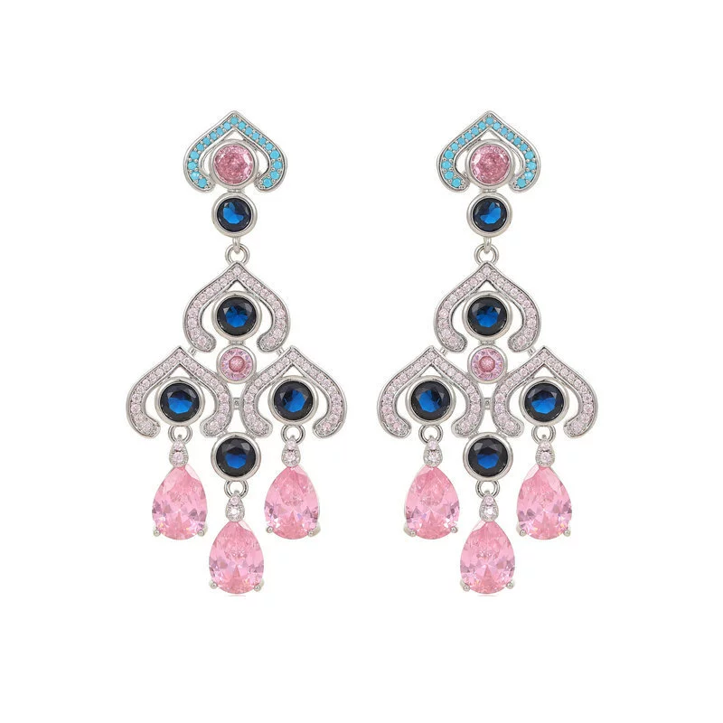Серебряная игла, серьги для невесты, цирконий, инкрустация камнями, серебро 925 пробы, легкий роскошный стиль, высококачественный стиль
