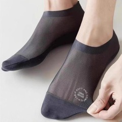 高檔男士襪子男夏季薄款網眼透氣隱形棉底吸汗防臭防滑不掉跟船襪