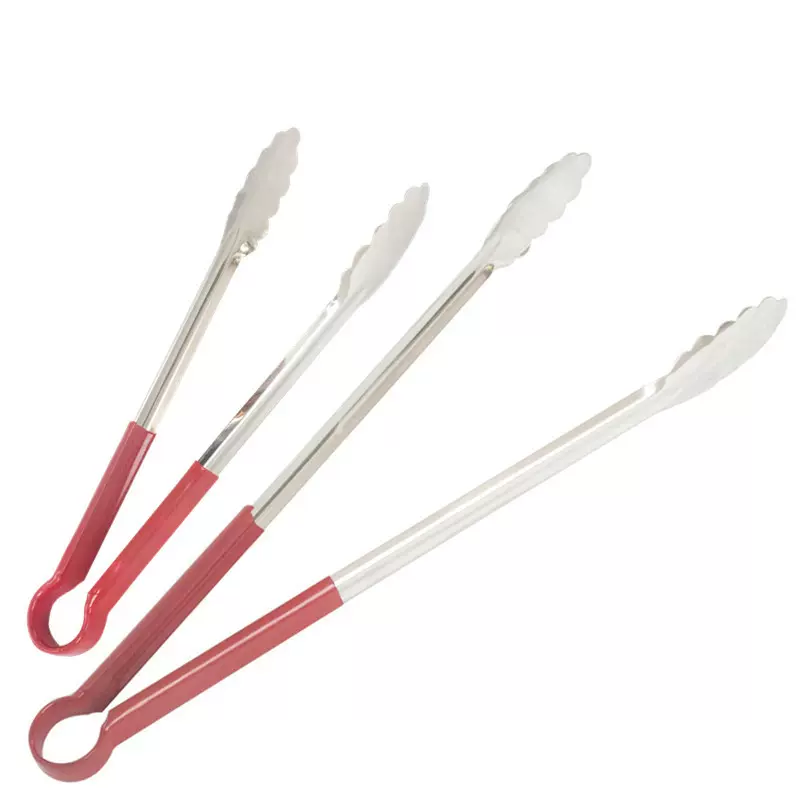 蝶烤香红软胶柄不锈钢食品夹自助餐面包夹 食物夹家居酒店用品