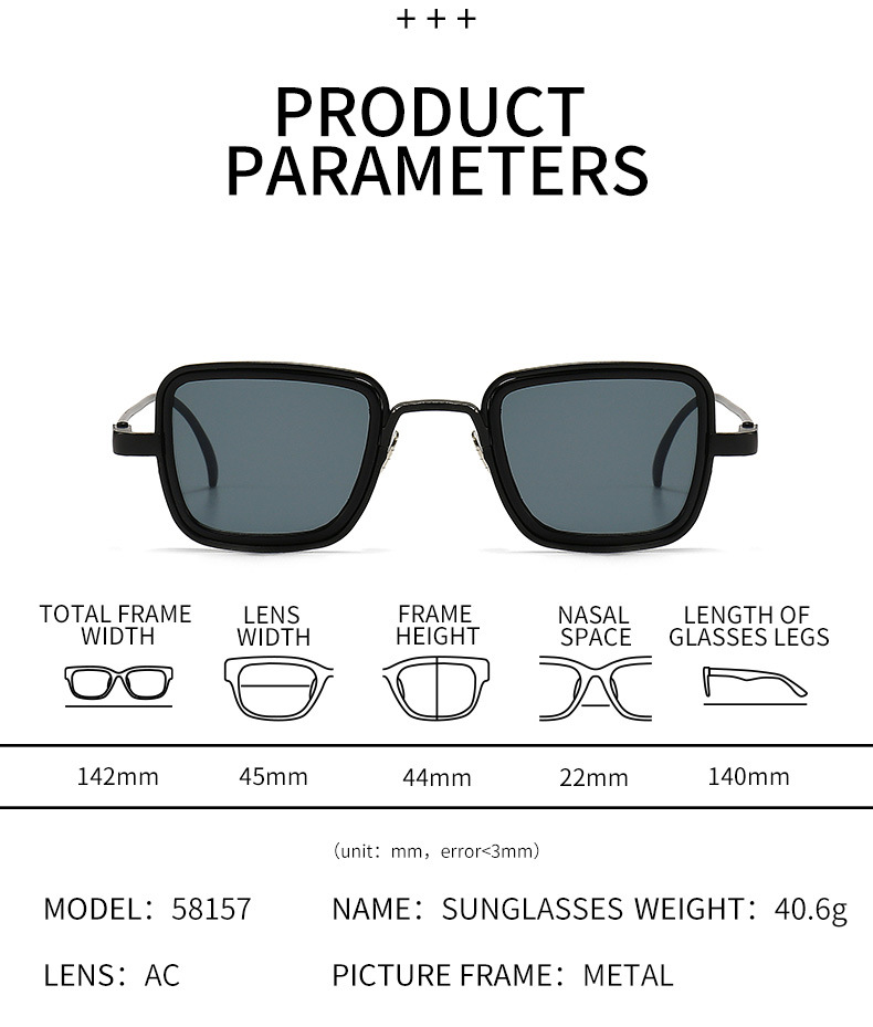 60g Weight Full Frame Glasses Structure Sunglasses Classification Ac, UV400 Protection Lens Material Square Glasses Style Travel Occasion Solid Color Pattern Men'S Gender Classic Style Style Classic Style Solid Color Ac UV400 Protection Square Full Frame Men's Sunglasses 无