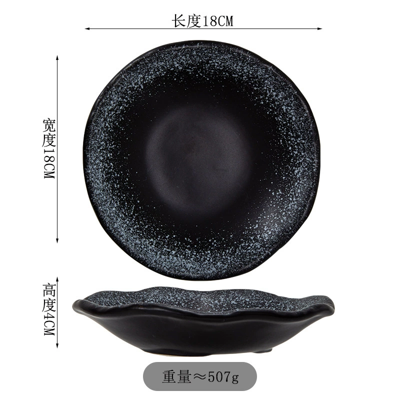 Japanese-style ceramic serving plate, microwave-safe stoneware, creative irregular shape, multiple colors