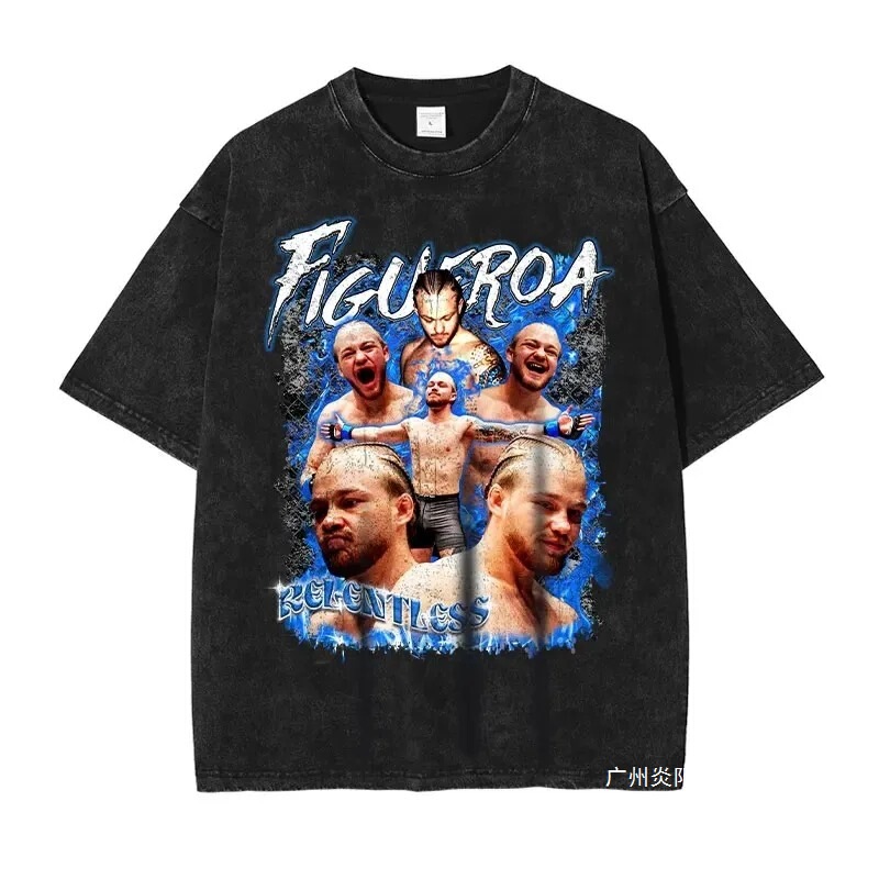 Charles Oliviera T-Shirt Ufc Fighting Champion Retro Washed Short Sleeve Oversized T-Shirt Harajuku Sweatshirts