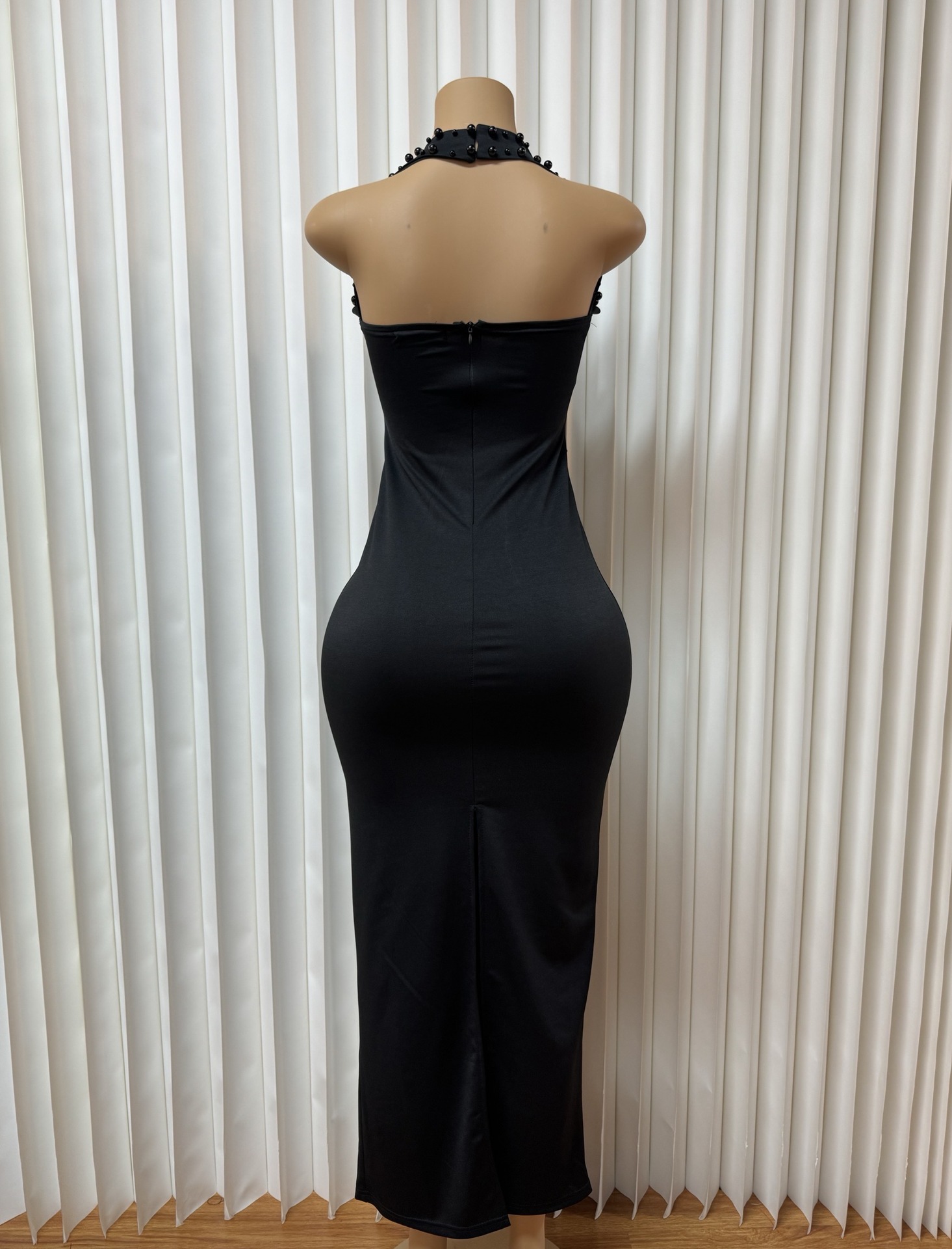 Women's Clothing Women's Halter Neck Bodycon Dress Rhinestone Bubble Bead Slim Fit Fashion For Formal & Casual For Women_ecoleips.com