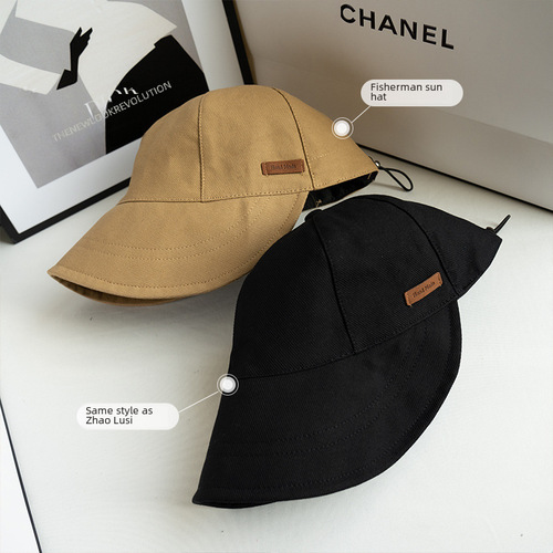 Zhao Lusi Style Fisherman Hat for Women 2024 Spring UV Protection Sun Hat Plain Black Sun Hat Wholesale