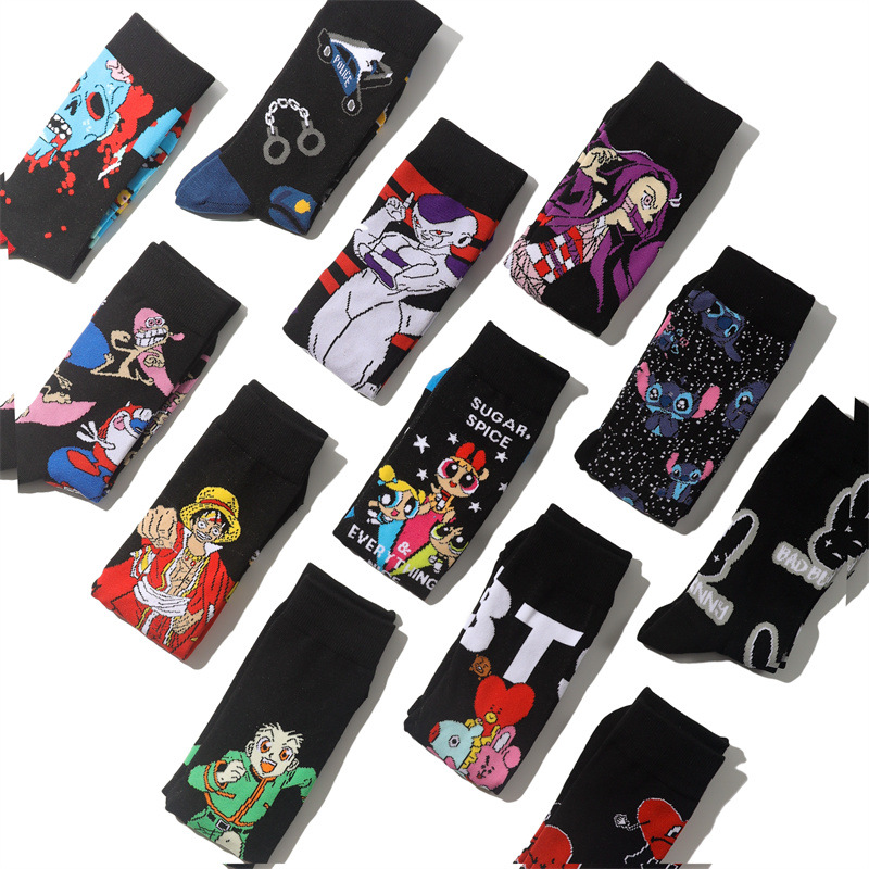 Men's Wholesale Trendy Socks Female Animation Cartoon Cotton Socks Comic Male Medium Tube Pirate Socks-5PRS 20 O1CN01UkE5E01TrjeJrBfCF !!1004802436 0 cib