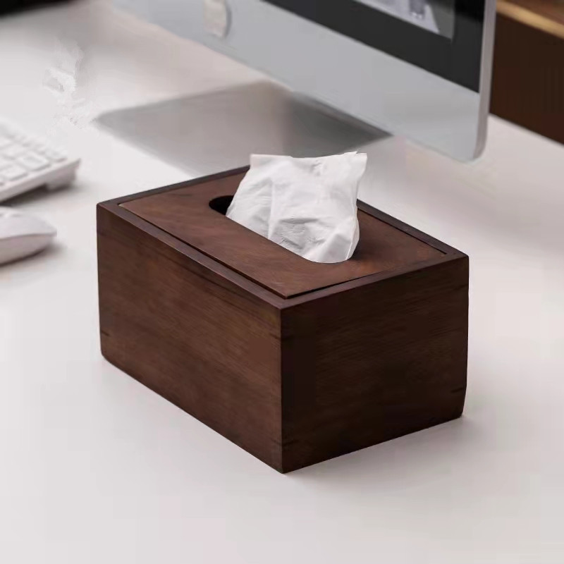 Caja de pañuelos de nogal negro hogar caja de pañuelos de estilo chino sala de estar multifuncional caja de almacenamiento de madera maciza mesa de té caja de organización