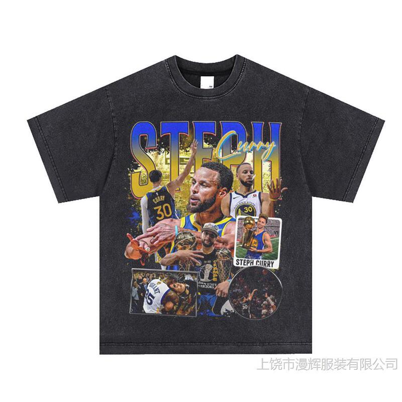 Stephen Curry Stephen Curry Warriors blockbuster distressed retro short sleeve T-shirt digital inkjet