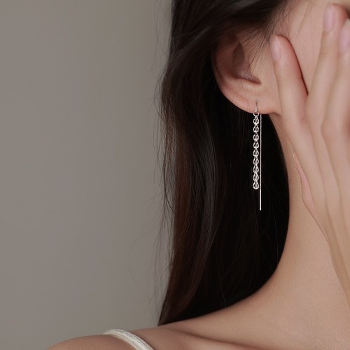 s925 sterling silver long chain phoenix tail earrings ins style high-end tassel wheat ear wire factory one piece wholesale
