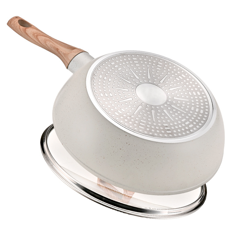 Juego de ollas de granito de 12 piezas, negro y blanco, antiadherente, con tapas, sartenes y cazuelas de aluminio, ideal para cocina doméstica y exportación