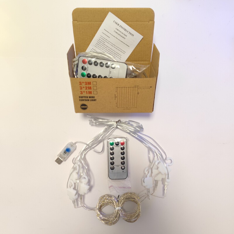 Led Curtain Light String USB Bedroom Remote Control Copper Wire Led3*3 Light Strip Led Holiday Decoration Indoor Lights