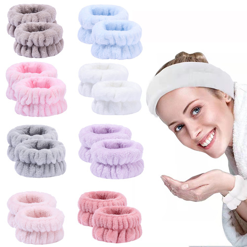 Plush face wash wristband wholesale girls water absorbent wipe sweat makeup flannel wristband waterproof hairband wristband