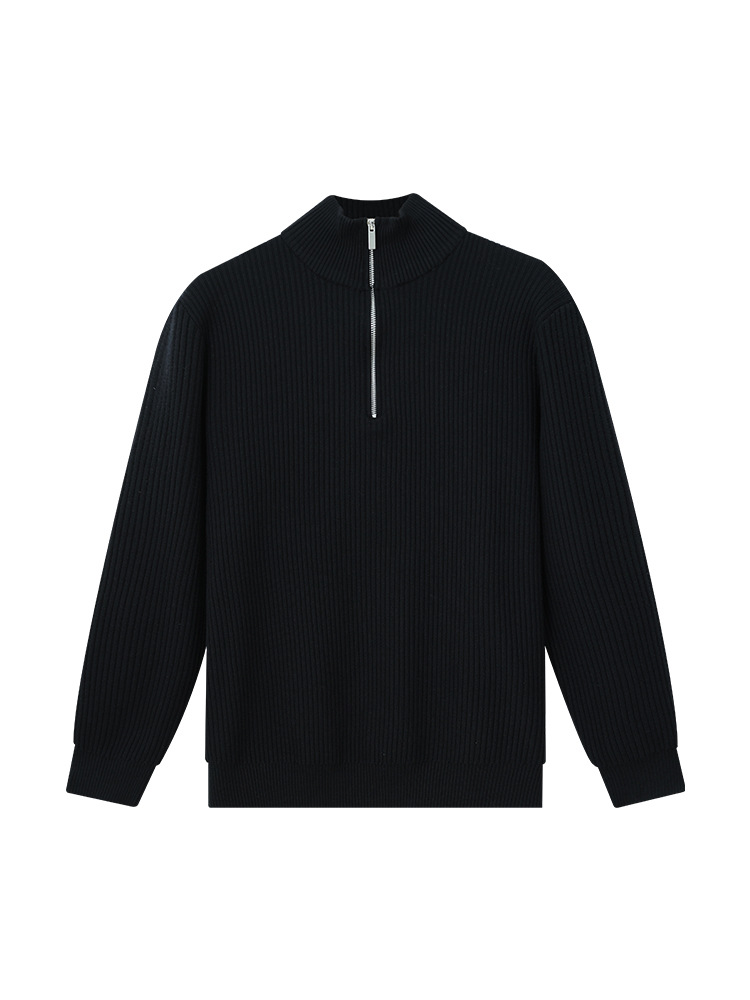 Otoño y invierno de alta calidad semi-cremallera de cuello alto suéter de punto de viento perezoso hombre casual de moda cardigán chaqueta hombre