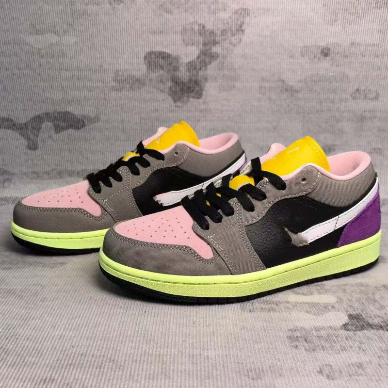 Putian Shoes Aj1 Sneakers Biohacker Neon Contrasting Street Fashion Sneakers Men's and Women's Low-Cut Casual Trendy Shoes