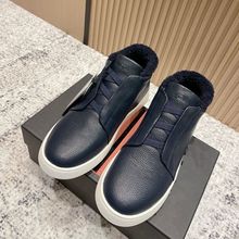 顶版2025冬季吴磊明星同款高帮休闲男鞋厚底毛里保暖棉鞋真皮板鞋