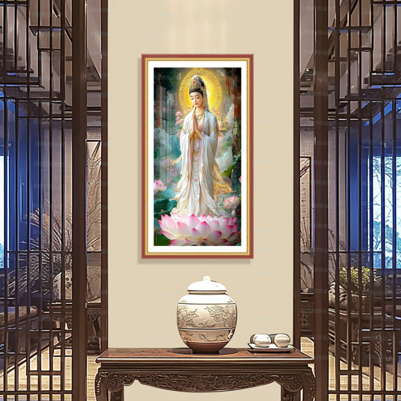 Tela de Algodón Importada, Punto de Cruz de la Mona Lisa, Tela Blanca, Guanyin, Segundo Estilo Nuevo, Imagen de Buda, Punto de Cruz para Sala de Estar