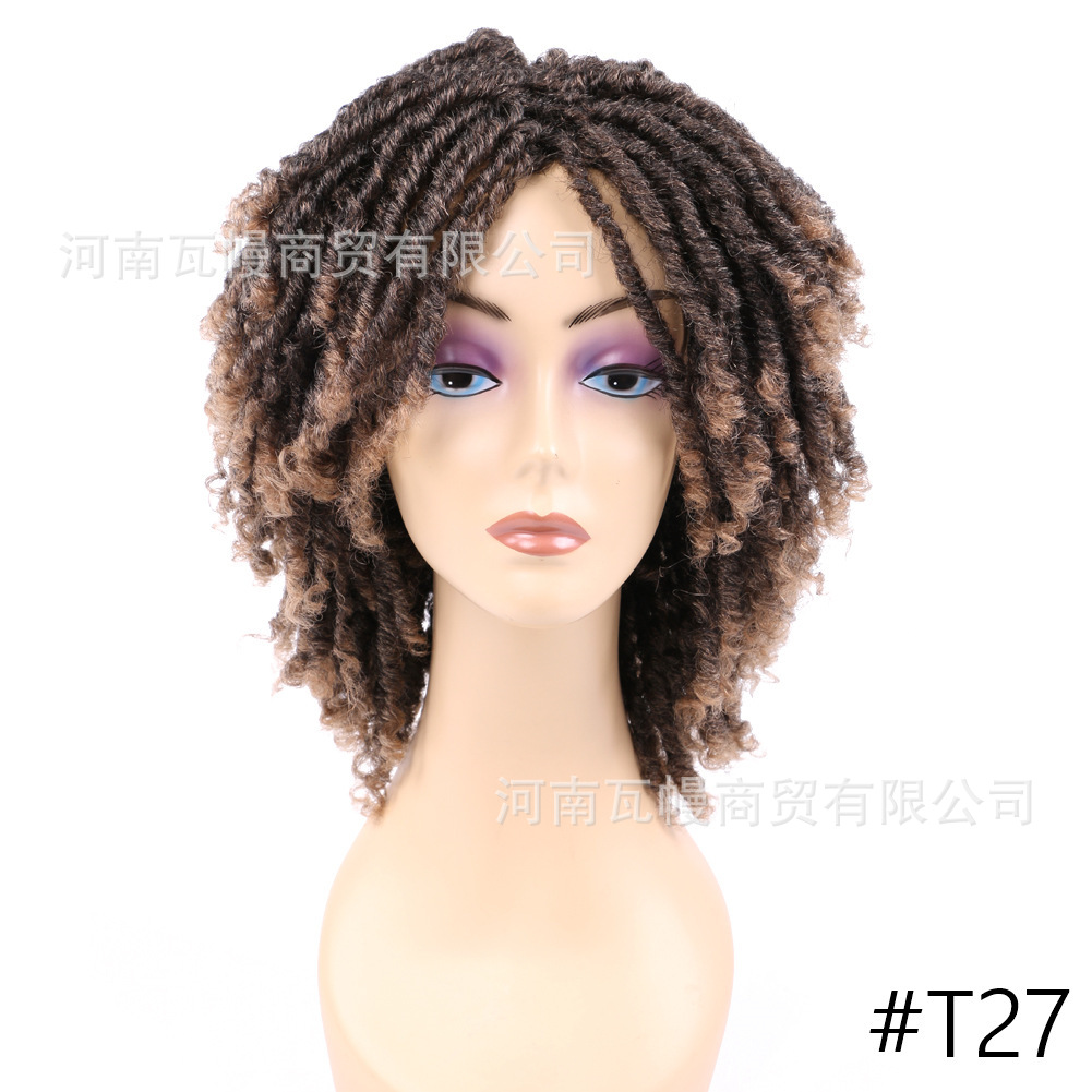 Perucas transfronterizas fibra química trenzada cubierta de pelo Dreadlock wigs Amazon fibra química caliente cubierta de pelo trenzado curva