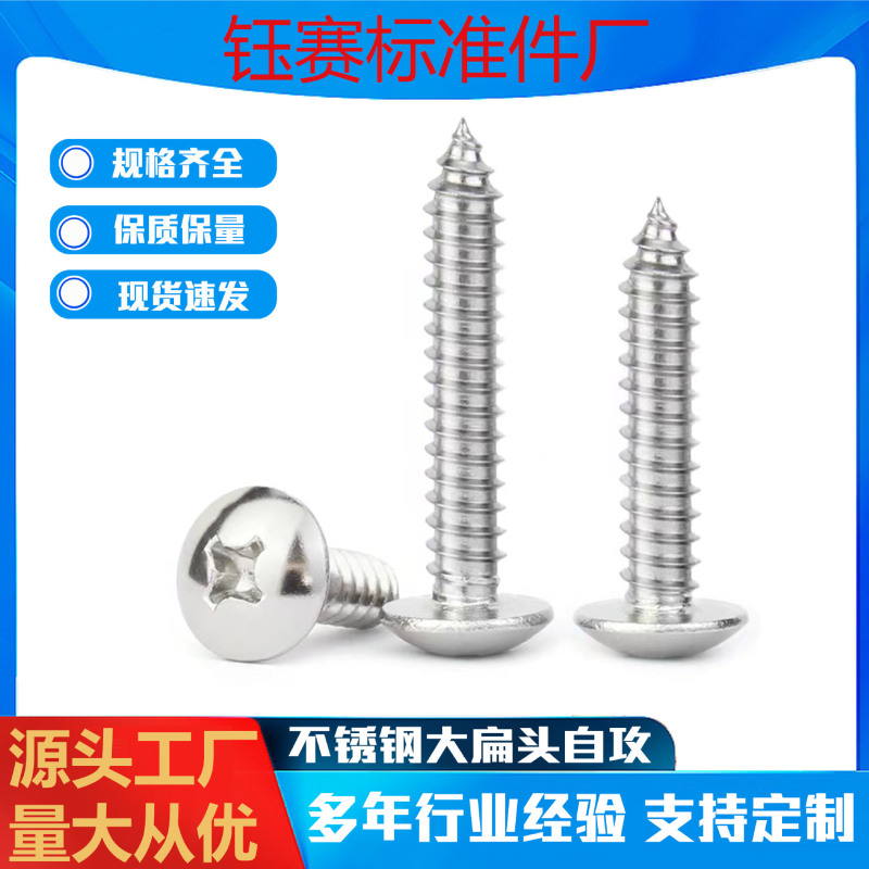 201 Stainless Steel Cross Flat Head Self-Tapping Screws Mushroom Head Cross Large Head Self-Tapping Screws M3M4M5 201 Stainless Steel Cross Flat Head Self-Tapping Screws Mushroom Head Cross Large Head Self-Tapping Screws M3M4M5