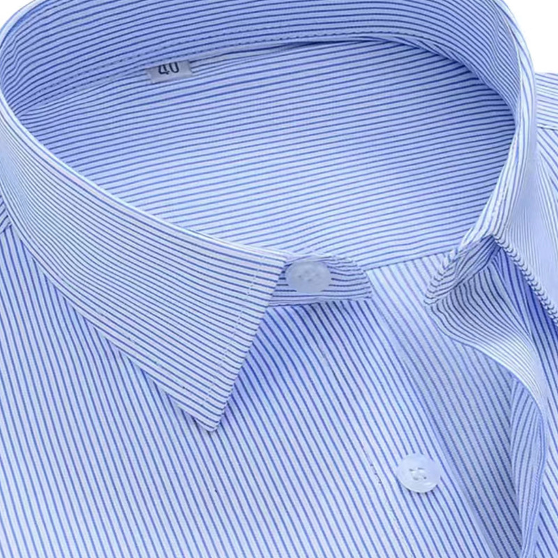 Men's Blue Pinstripes Long-Sleeved Shirt Bank Work Clothes Business Vertical Striped Shirt Hotel Work Clothes Wholesale Men's Blue Pinstripes Long-Sleeved Shirt Bank Work Clothes Business Vertical Striped Shirt Hotel Work Clothes Wholesale