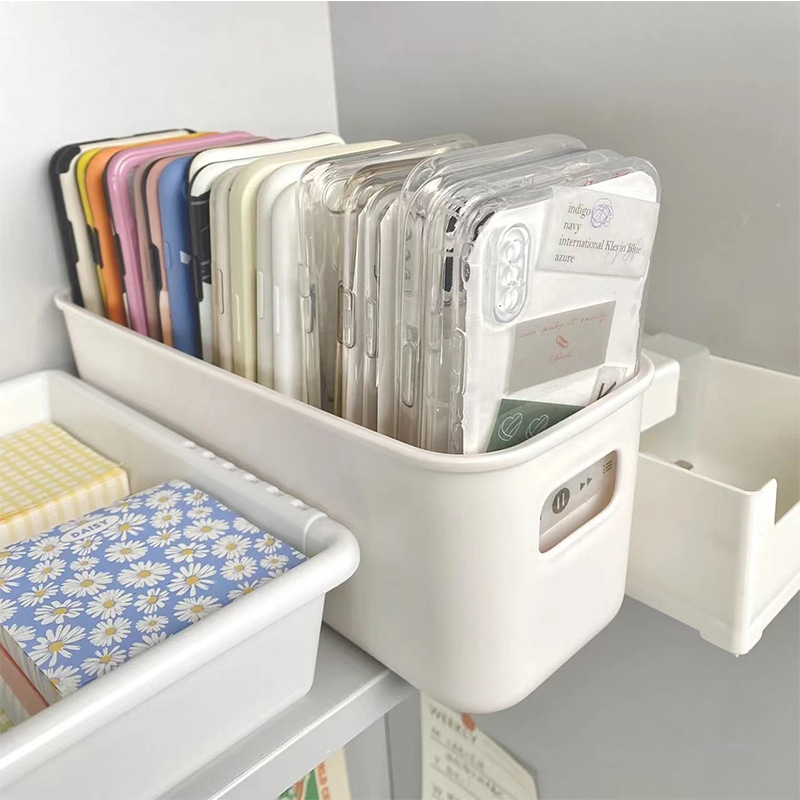 学生寮のデスクトップ携帯電話ケース収納ケース化粧品綿靴下整理バスケットプラスチック間食雑物収納ケース|undefined