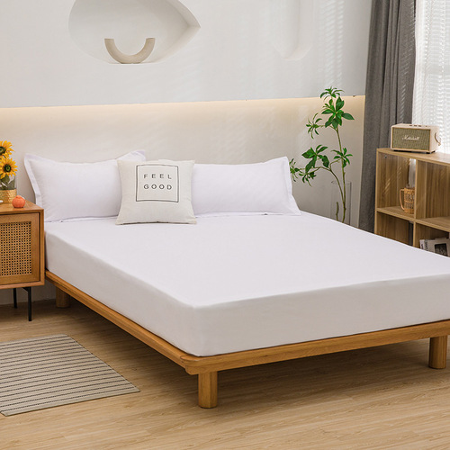 Japanese-style solid color washed cotton bed canopy three-piece set single sheet mattress dustproof protector single bed cover factory wholesale