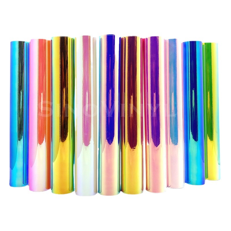 Arco Iris colorido galvanoplastia letras papel láser adhesivo pegatina instantánea pegatina color mágico holográfico coche cuerpo pegatina coche guirnalda pegatina