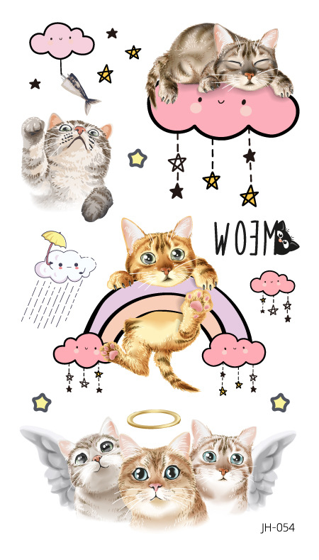 Protección del medio ambiente a prueba de agua sudor desechable lindo gato divertido tatuaje pegatinas cicatriz personalizada cubriendo fresco hombres y mujeres tatuaje