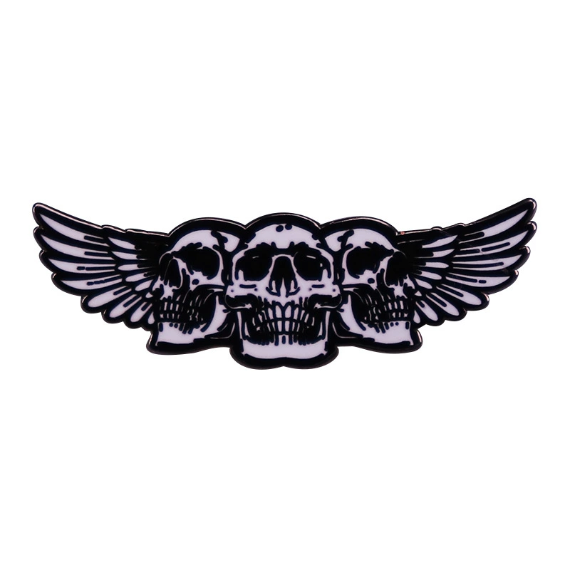 Three winged skull chest needle badges