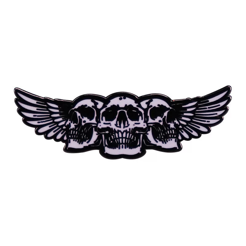 Three winged skull chest needle badges