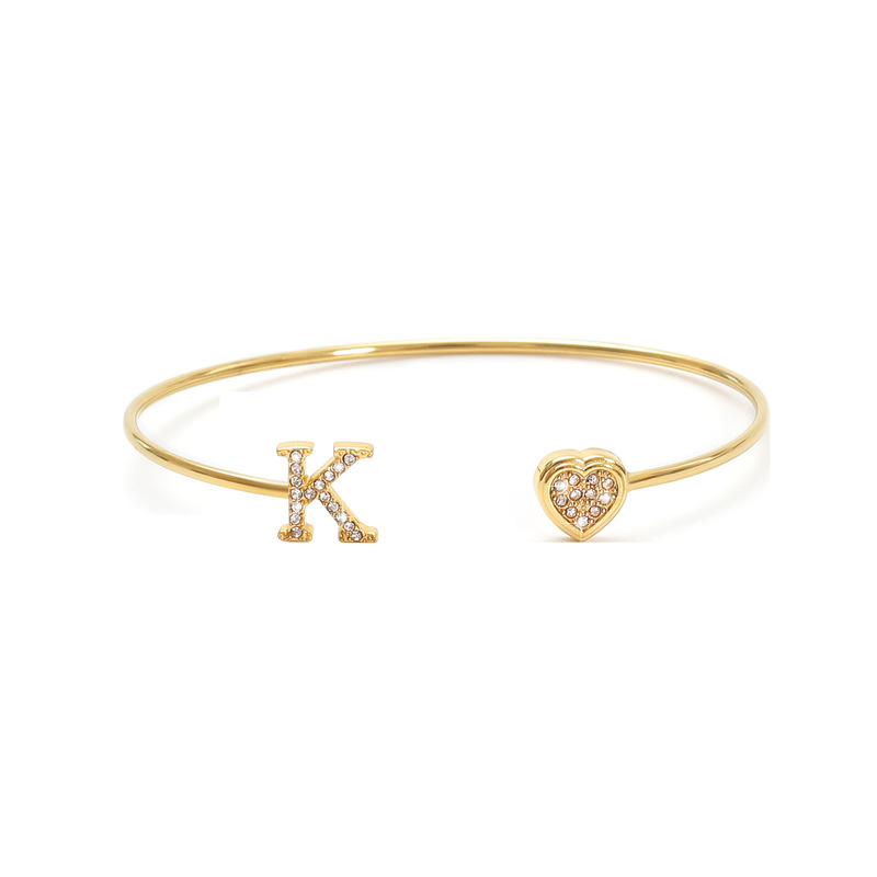 New Spot Wholesale Titanium Steel Diamond Women's Letter Bracelet Adjustable 18K Gold Diamond Simple Fashion Bracelet