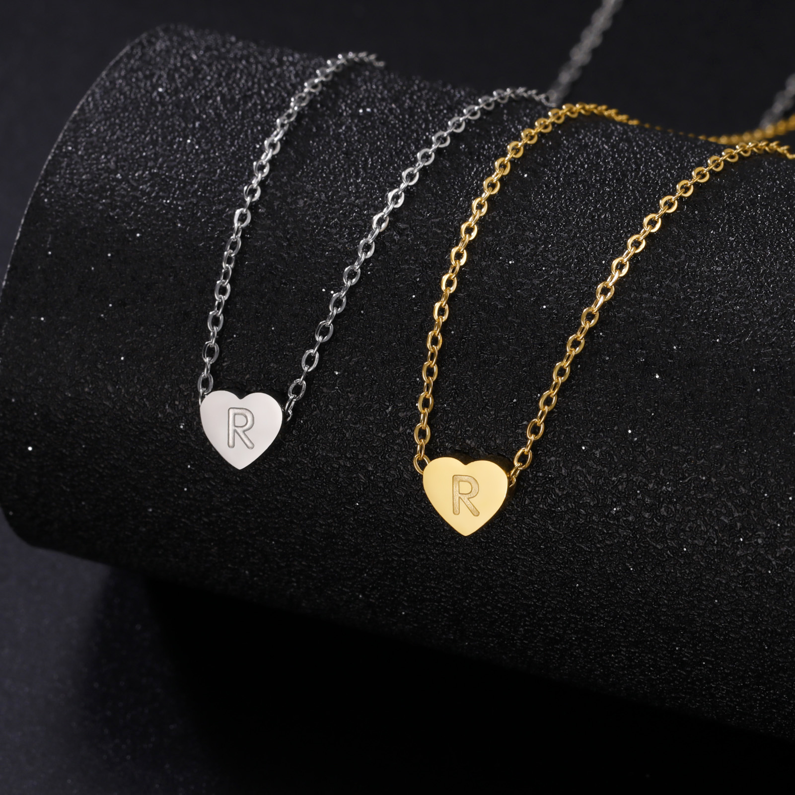 4g Weight Pendant Necklace Classification 1 Piece Quantity Daily Occasion Titanium Steel Material Heart Shape Pattern Unisex Gender Plating Design Simple Style Style Stainless Steel Titanium Steel Simple Style Letter Heart Shape Plating Pendant Necklace 2