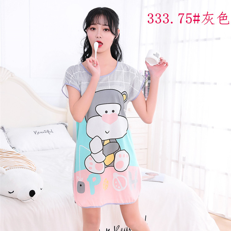 Comercio exterior transfronterizo camisón de verano de las mujeres de dibujos animados de una sola cara de manga corta delgada camisón lindo desgaste del hogar sudeste de asia al por mayor