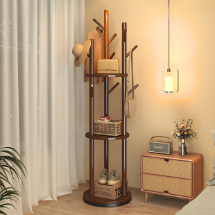 Rotating Coat Rack Floor Hanger Vertical Clothes Shelf Living Room Home Bedroom Light Luxury Solid Wood Hanger