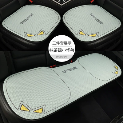 Seat cushion, seat cover | Half-Wrapped Waist-Cushion, Universal for All - matcha-green-little-monster3-piece-set-2-front-seats-rear-bench-seat-honeycomb