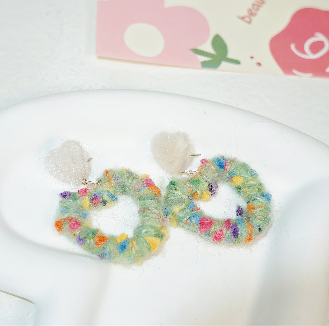 wrapped plush heart earrings new trend sweet and cute earrings temperament versatile heart shaped ear clips_voghion.com